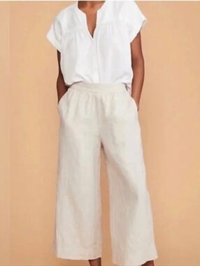 Lou & Grey 100% Linen Wide Leg Pants XS Sandy Cove Minimalist